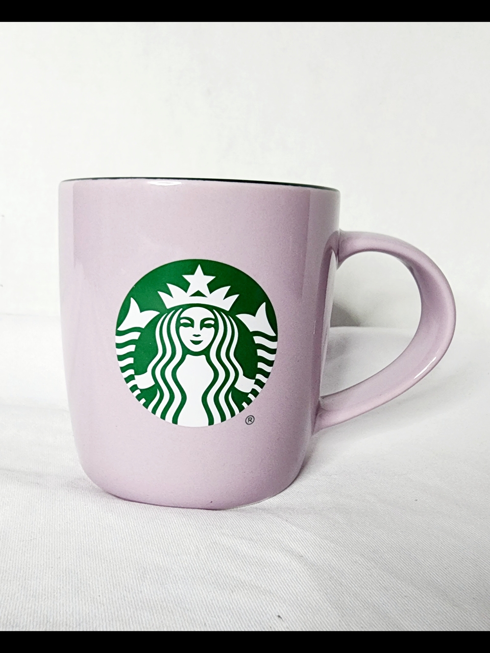 Starbucks Ceramic Coffee Cup Pastel Purple Pink Hunter Green Inside